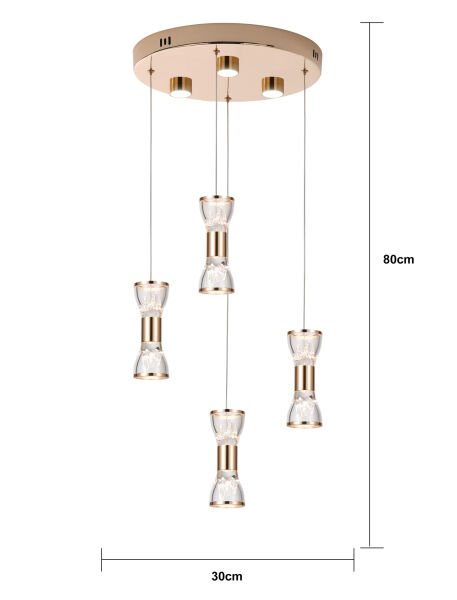Sayen 4'Lü Yuvarlak Gold Sarkıt Led Avize