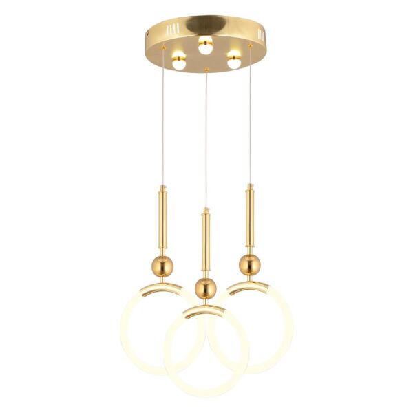 Struer 3'lü Yuvarlak Gold Ledli 69 Watt Modern Koridor, Yatak Odası Salon Sarkıt Led Avize