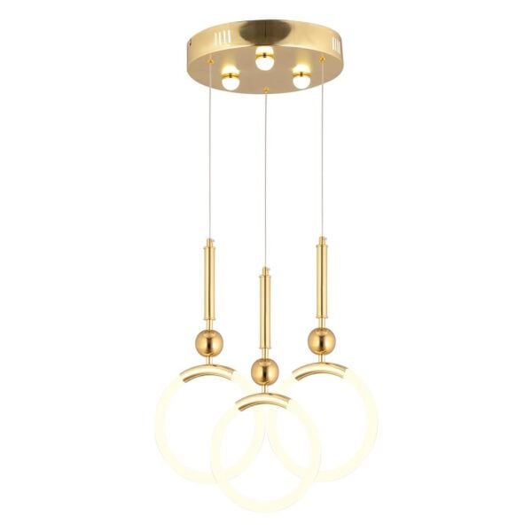 Struer 3'lü Yuvarlak Gold Ledli 69 Watt Modern Koridor, Yatak Odası Salon Sarkıt Led Avize