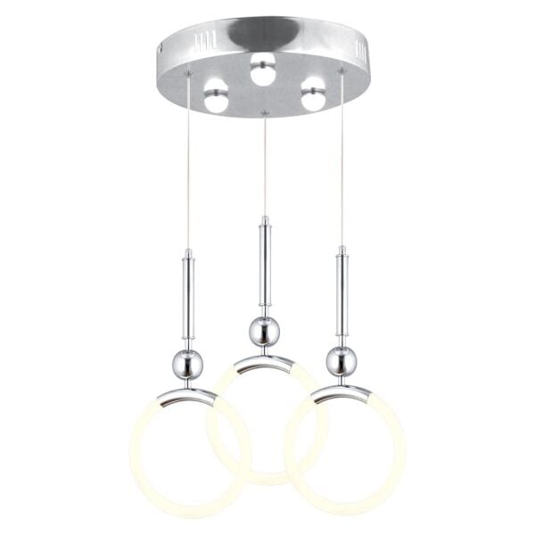 Struer 3'lü Yuvarlak Krom Ledli 69 Watt Modern Koridor, Yatak Odası Salon Sarkıt Led Avize