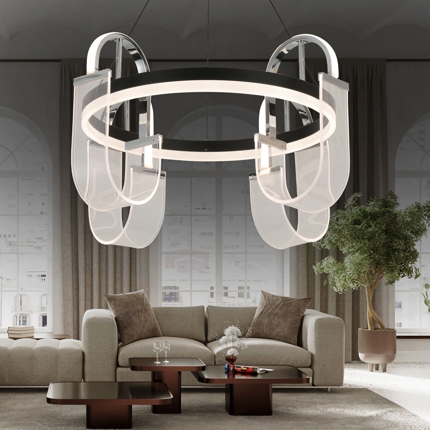 Debora 4 lü 65 watt Ledli Modern Tasarım Oturma Odası Salon Avize