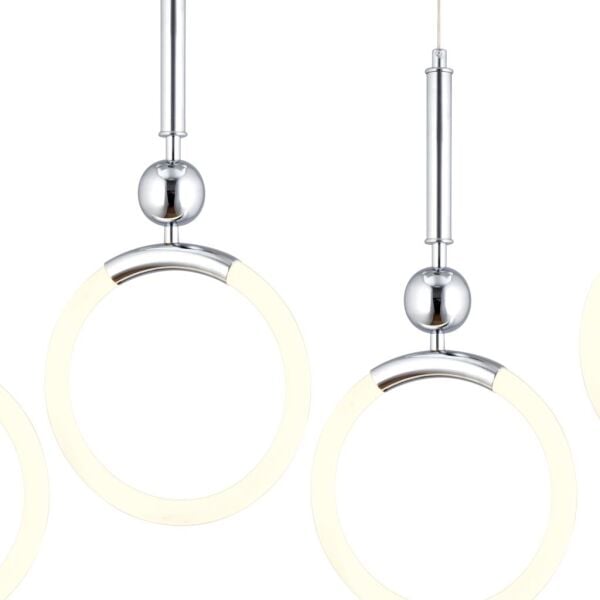 Struer 5'li Sıralı Krom Ledli 112 Watt Modern Koridor, Yatak Odası Salon Sarkıt Led Avize