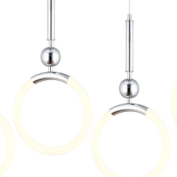 Struer 5'li Sıralı Krom Ledli 112 Watt Modern Koridor, Yatak Odası Salon Sarkıt Led Avize