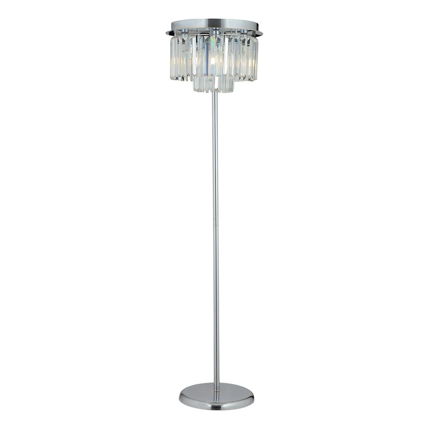 Nilüfer Yuvarlak Krom Kristal Taşlı Modern Tasarım Metal Lambader