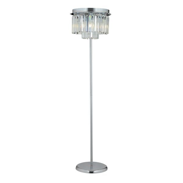 Nilüfer Yuvarlak Krom Kristal Taşlı Modern Tasarım Metal Lambader