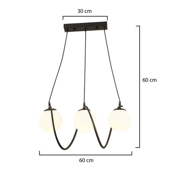 Jarry 3Lü Beyaz Camlı Siyah Modern Tasarım Yemek Masası Üstü Salon Avize