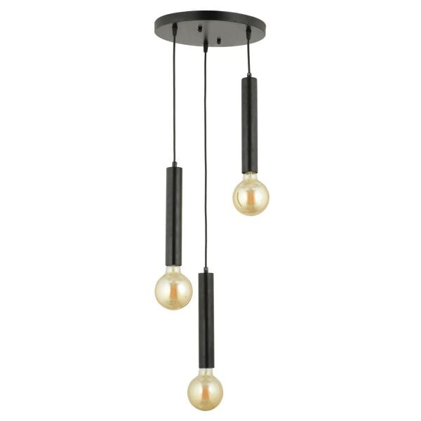 Elisa 3Lü Siyah Yuvarlak Modern Genç Odası Mutfak Salon Sarkıt Avize