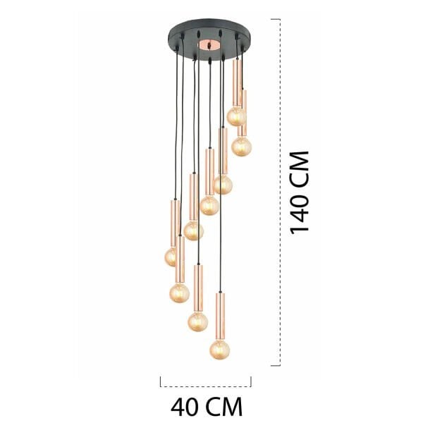 Elisa 9Lu Sarkıt Bakır Sarkıt Modern Genç Odası Mutfak Salon Sarkıt Avize