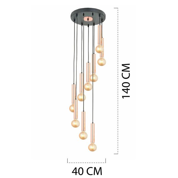 Elisa 9Lu Sarkıt Bakır Sarkıt Modern Genç Odası Mutfak Salon Sarkıt Avize