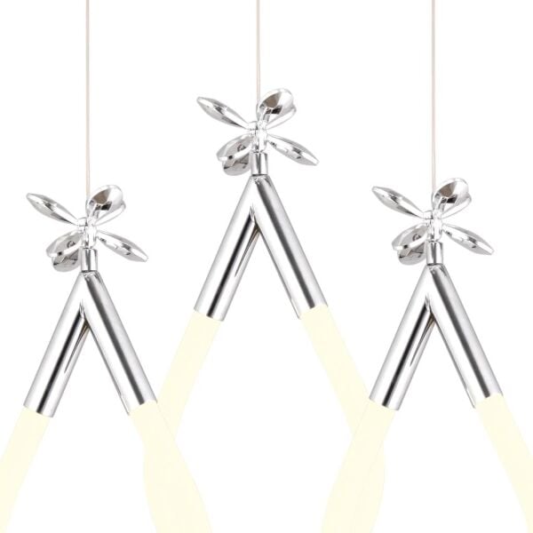 Vojens 3'lü Yuvarlak Krom Ledli 42 Watt Kelebek Detaylı Modern Koridor, Yatak Odası Salon Sarkıt Led Avize