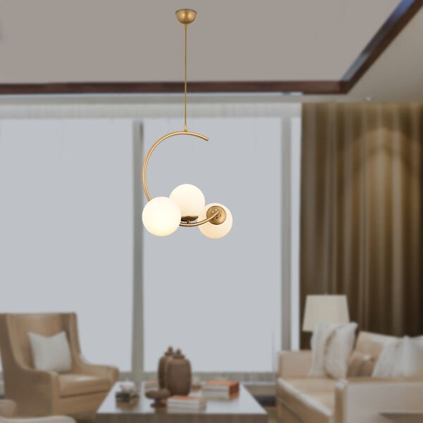 Ladre 3Lü Beyaz Camlı Eskitme Boyalı Modern Sarkıt, MutfakYatak odası Salon Avize
