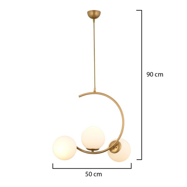 Ladre 3Lü Beyaz Camlı Eskitme Boyalı Modern Sarkıt, MutfakYatak odası Salon Avize