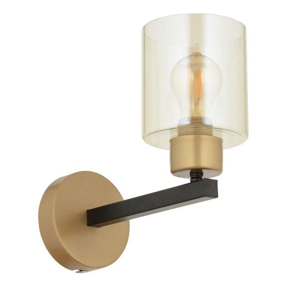 Jade Eskitme Siyah Boyalı Bal Camlı Duvar Lambası Yatak Odası-Banyo-Yatak Başı Aplik