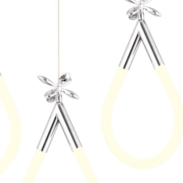 Vojens 5'li Sıralı Krom Ledli 67 Watt Kelebek Detaylı Modern Koridor, Yatak Odası Salon Sarkıt Led Avize