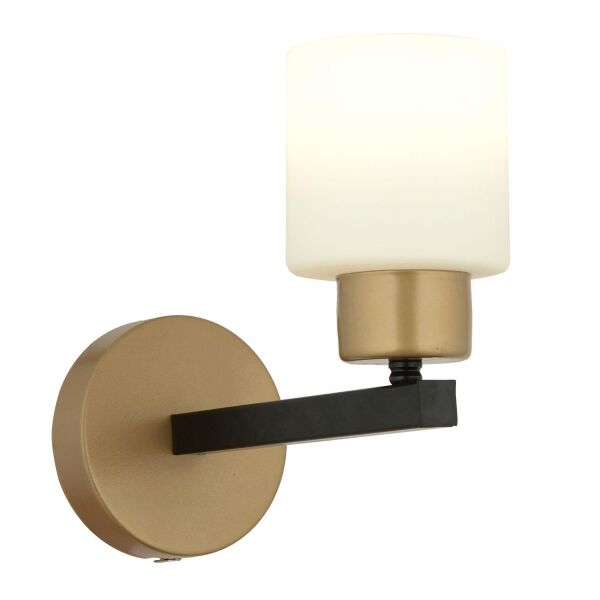 Jade Eskitme Siyah Boyalı Beyaz Camlı Duvar Lambası Yatak Odası-Banyo-Yatak Başı Aplik