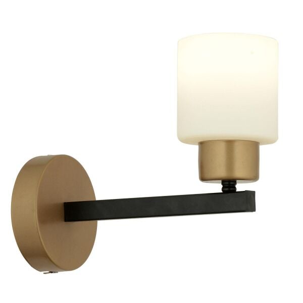 Jade Eskitme Siyah Boyalı Beyaz Camlı Duvar Lambası Yatak Odası-Banyo-Yatak Başı Aplik