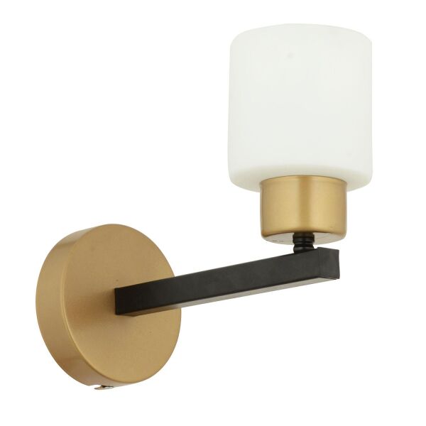 Jade Eskitme Siyah Boyalı Beyaz Camlı Duvar Lambası Yatak Odası-Banyo-Yatak Başı Aplik