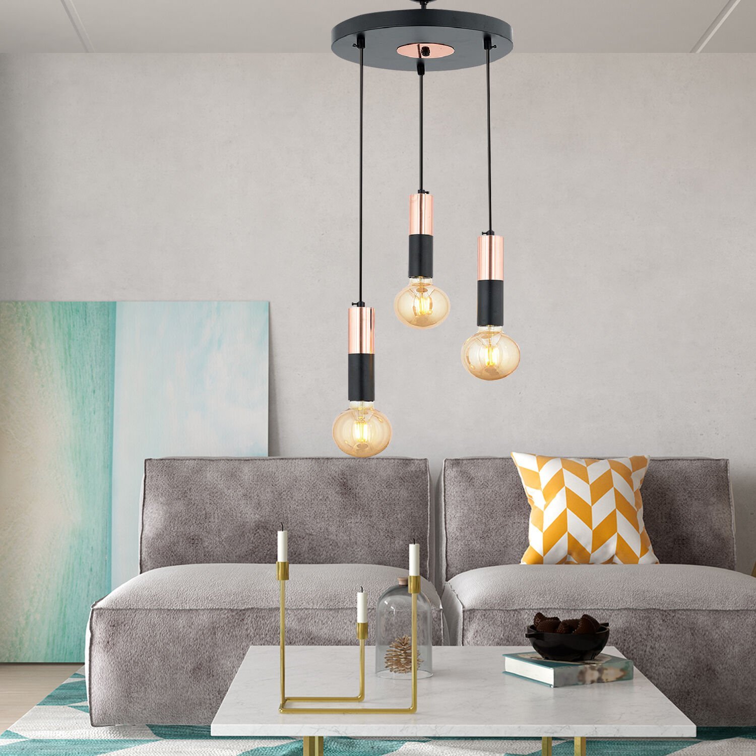 Miranda 3Lü Sarkıtbakır Sarkıt Modern Genç Odası Mutfak Salon Sarkıt Avize