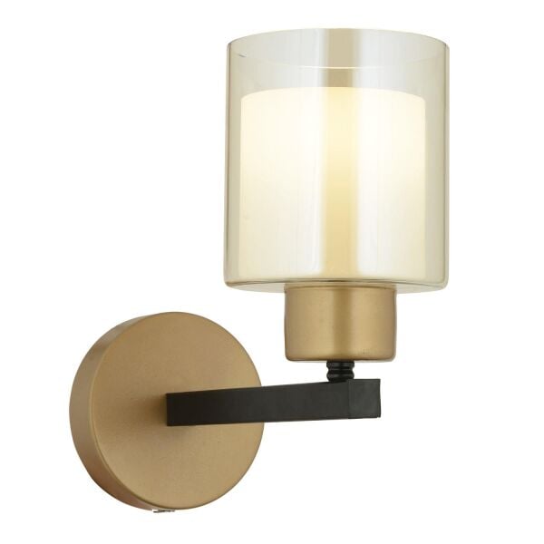 Jade Eskitme Siyah Boyalı Çift Camlı Duvar Lambası Yatak Odası-Banyo-Yatak Başı Aplik