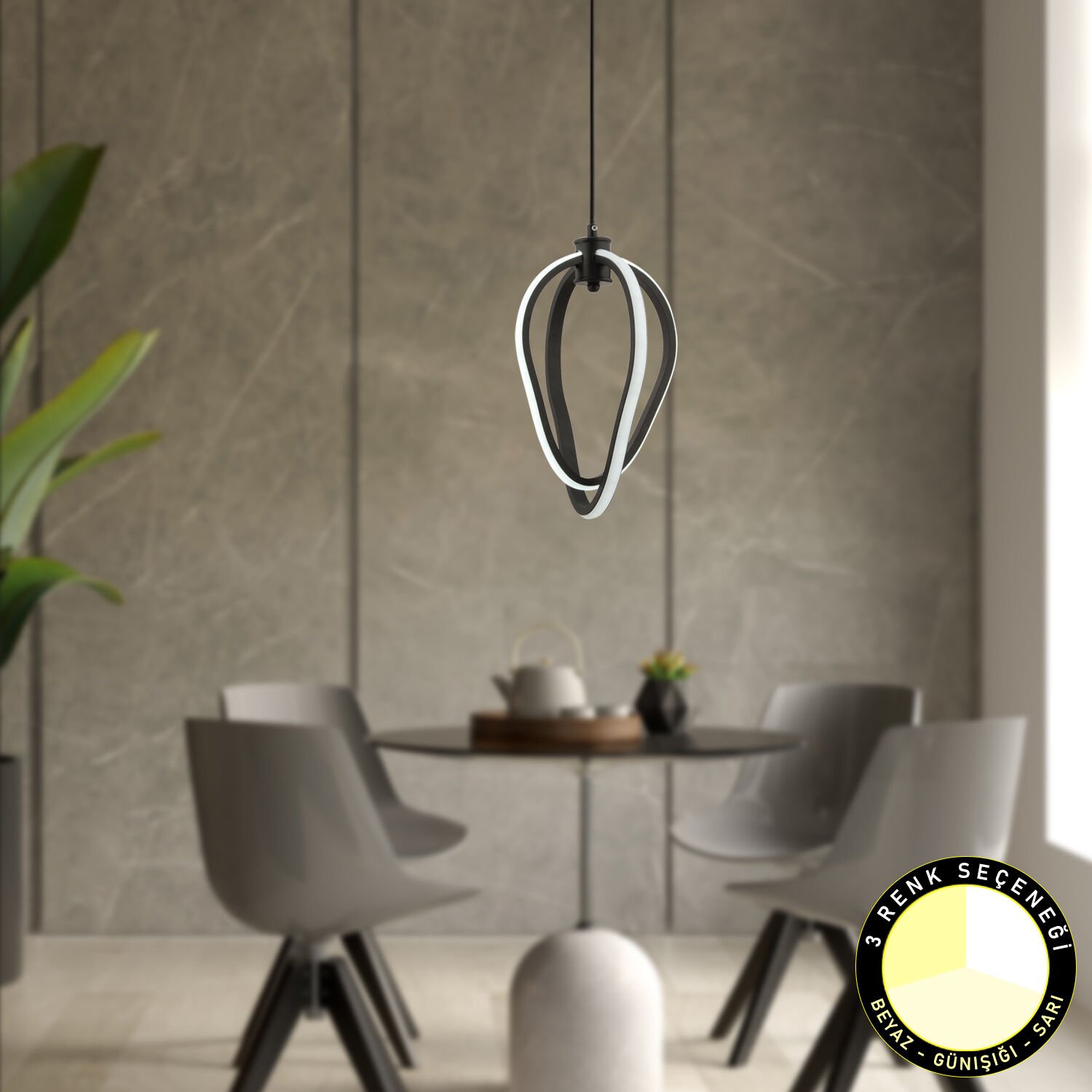 Allanon Sarkıt 35 Watt Sarkıt 3 Renkli Ledli Ofis Avizeleri Modern Mutfak Banyo Led Salon Sarkıt Avize