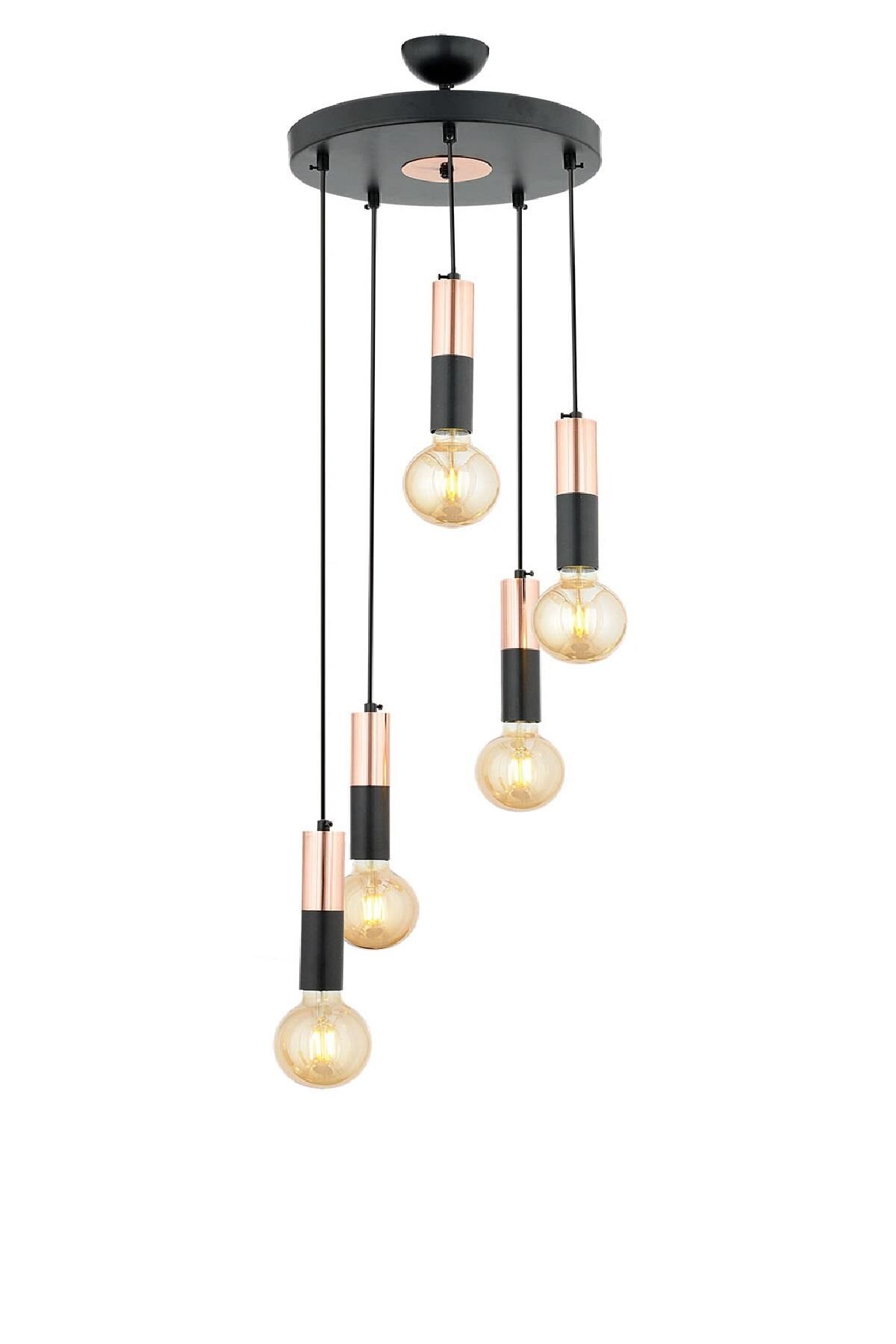 Miranda 5Li Sarkıt Bakır Sarkıt Modern Genç Odası Mutfak Salon Sarkıt Avize