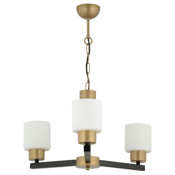 Jade 3 Lü Avize Eskitme Siyah Boyalı Beyaz Camlı Modern Genç Odası Yatak Odası Retro Salon Avize