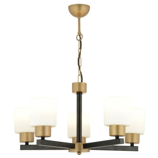 Jade 5 Li Avize Eskitme Siyah Boyalı Beyaz Camlı Modern Genç Odası Yatak Odası Retro Salon Avize