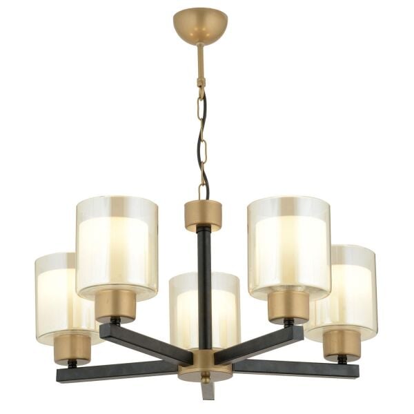 Jade 5 Li Avize Eskitme Siyah Boyalı Çift Camlı Modern Genç Odası Yatak Odası Retro Salon Avize