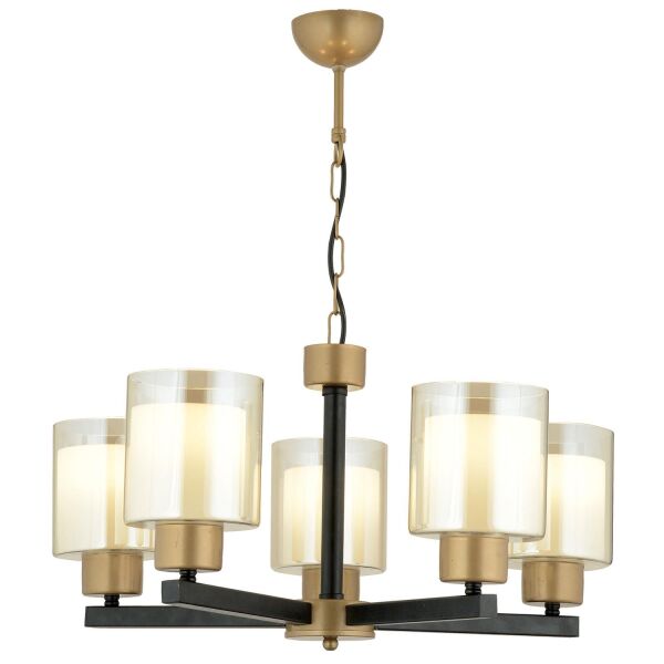 Jade 5 Li Avize Eskitme Siyah Boyalı Çift Camlı Modern Genç Odası Yatak Odası Retro Salon Avize