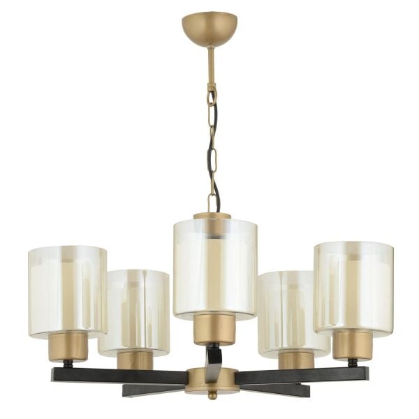 Jade 5 Li Avize Eskitme Siyah Boyalı Çift Camlı Modern Genç Odası Yatak Odası Retro Salon Avize