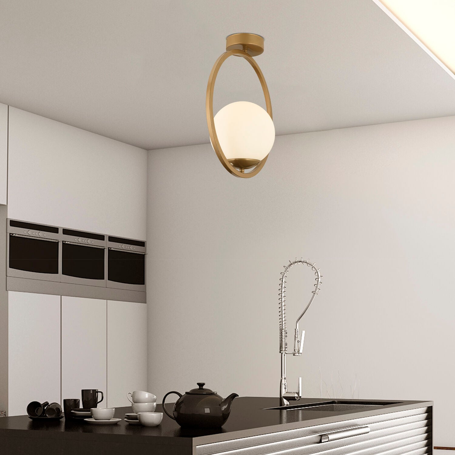 Lifos Tekli Eskitme Boyalı Plafonyer Modern Mutfak Salon Avize