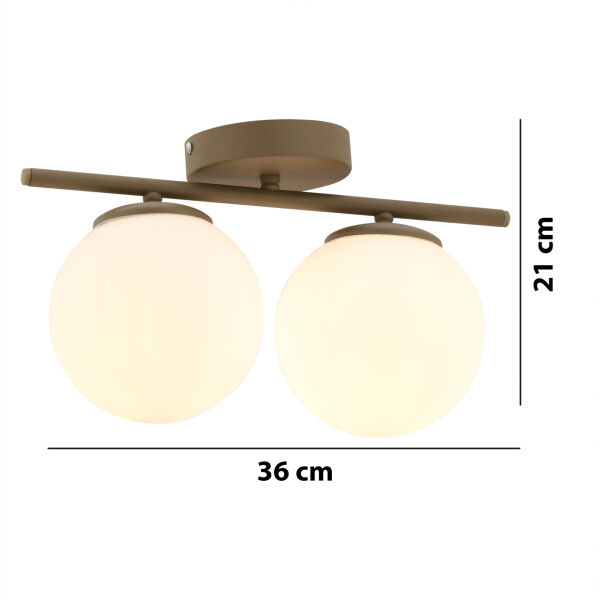 Lumera 2'li Beyaz Camlı Plafonyer Eskitme Avize