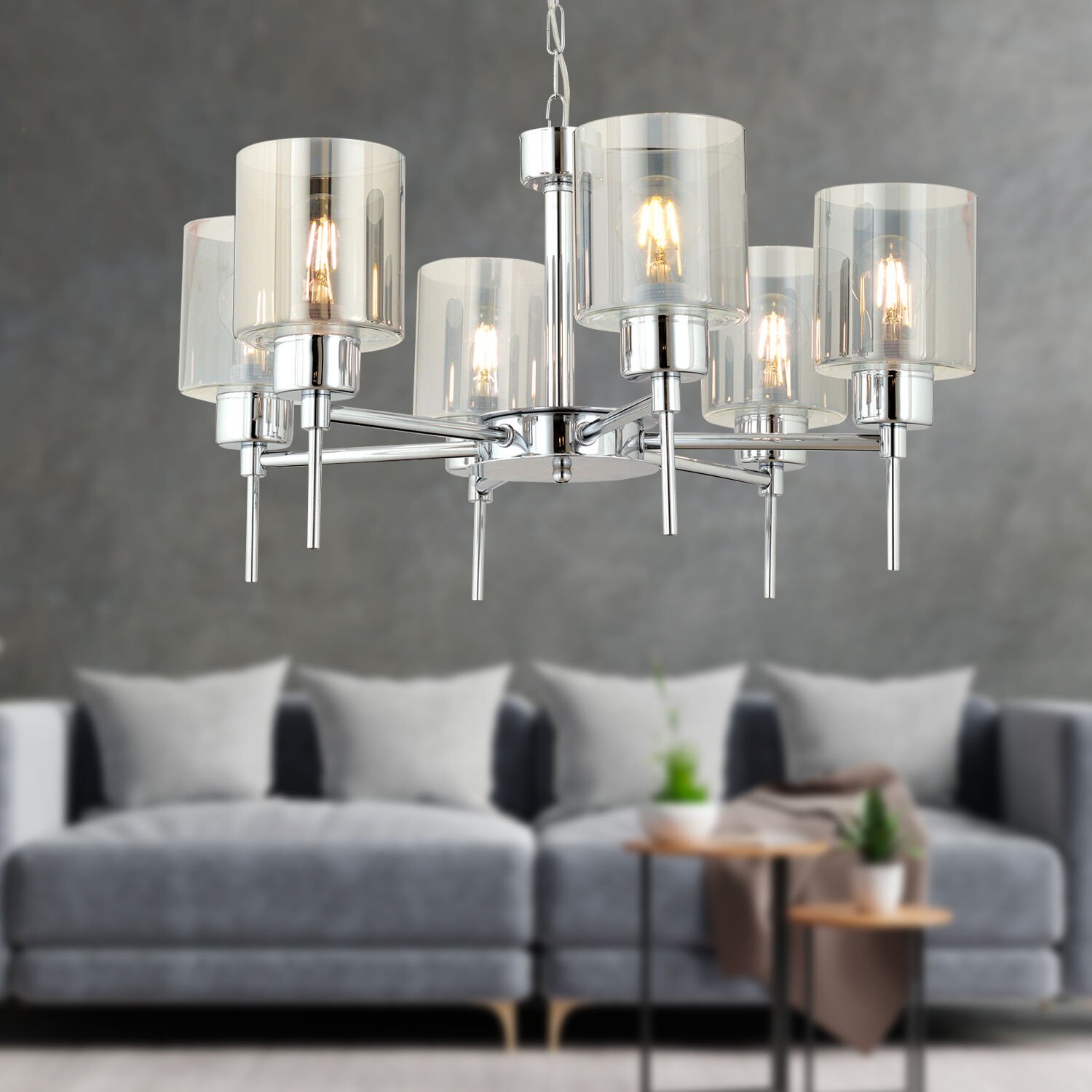 Cemre 6'Lı Krom Modern Yatak Odası Mutfak Salon Avize