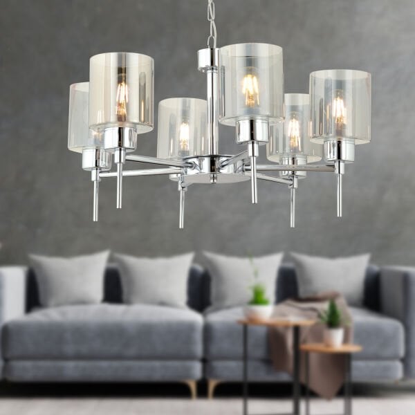 Cemre 6'Lı Krom Modern Yatak Odası Mutfak Salon Avize