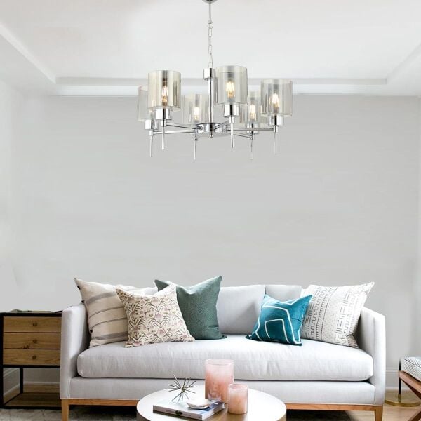 Cemre 6'Lı Krom Modern Yatak Odası Mutfak Salon Avize