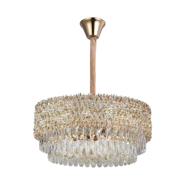 Liana 60 lik Gold Kaplamalı Modern Tasarım Salon Kristal Sarkıt Avize