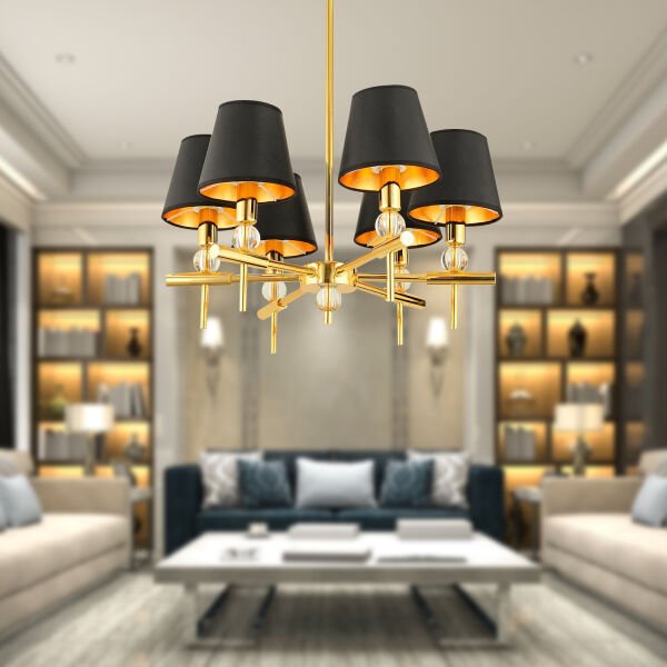 Golden 6Lı Şapkalı Modern Genç Odası Yemek Masası Üstü Salon Avize