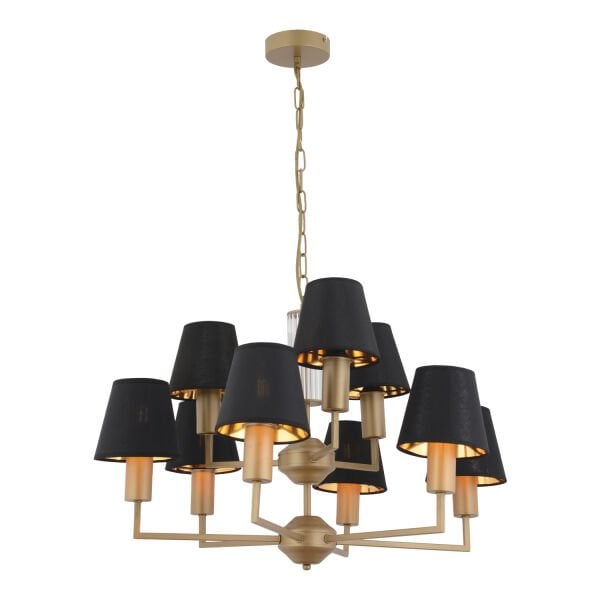 Ellery 9'lu Eskitme Siyah Şapkalı Modern Plafonyer Genç Odası Yatak Odası Retro Salon Avize