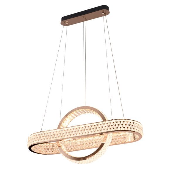 Yoko Yemek Masası Üstü Gold Kaplamalı 70 Watt Led Sarkıt Modern Tasarım Mutfak Salon 3 Renk Ledli Avize