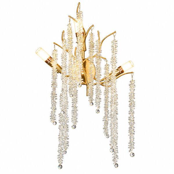 Dina Serip Gold Kaplamalı Modern Tasarım Salon Kristal Yatak Başı Aplik
