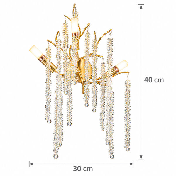 Dina Serip Gold Kaplamalı Modern Tasarım Salon Kristal Yatak Başı Aplik