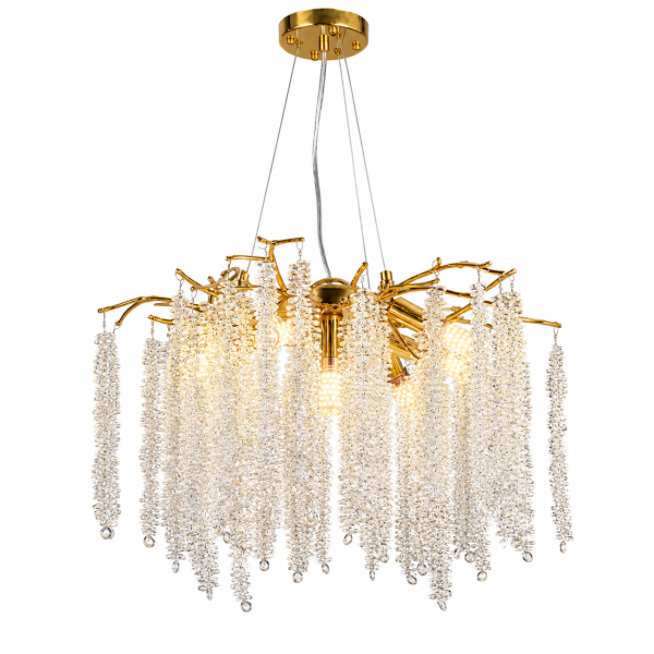 Dina Serip Gold Kaplamalı Modern Tasarım Salon Kristal Sarkıt Avize