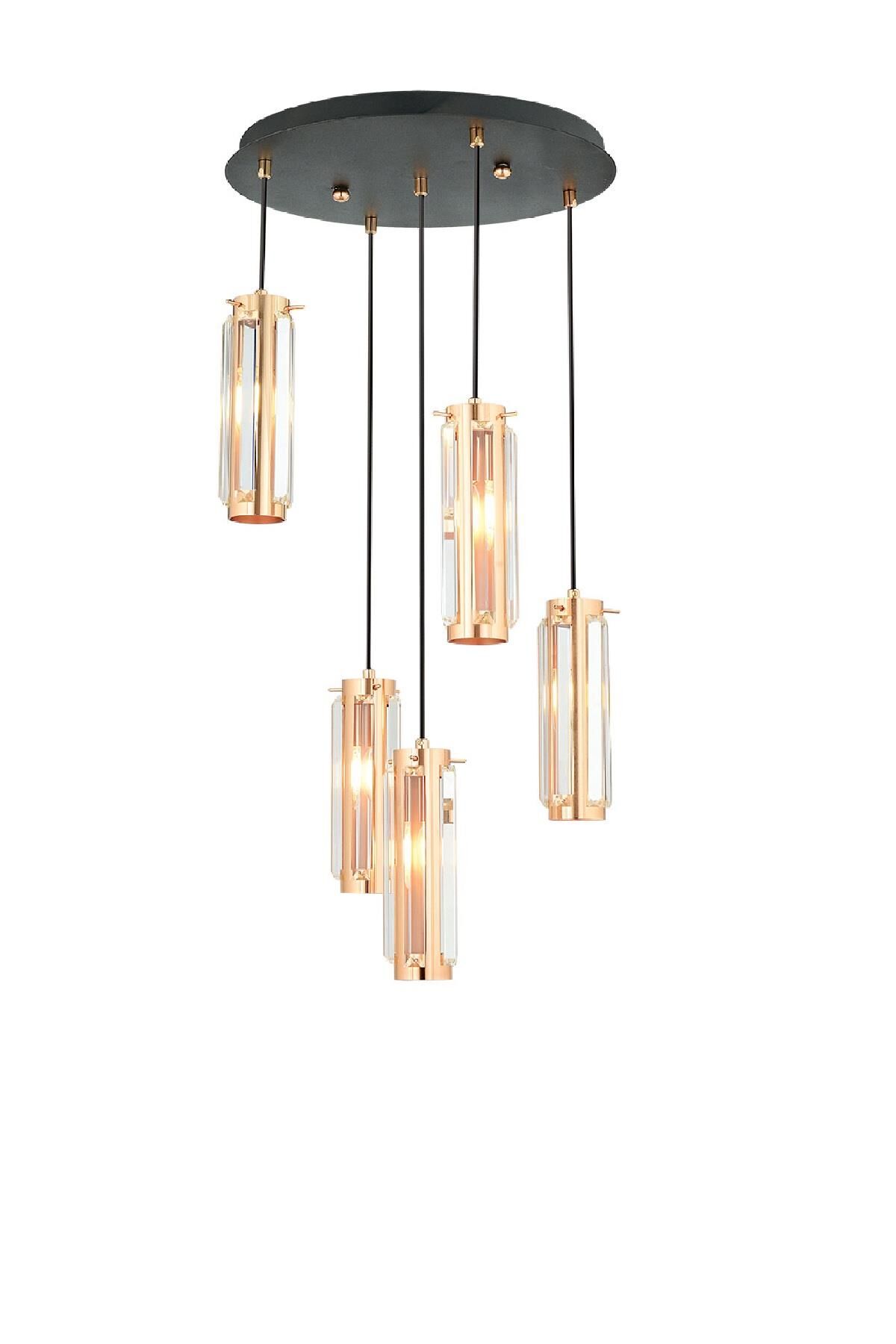 Natali 5Li Sarkıt Bakır Modern Genç Odası Mutfak Salon Sarkıt Avize