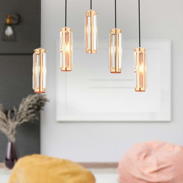 NATALİ 5Lİ SIRALI BAKIR SARKIT SALON- YEMEK MASASI AVİZE