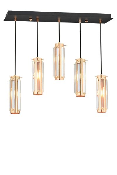 NATALİ 5Lİ SIRALI BAKIR SARKIT SALON- YEMEK MASASI AVİZE