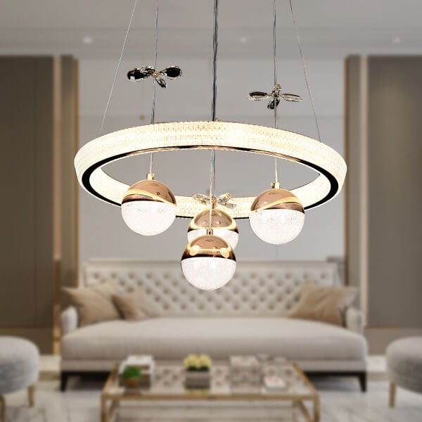 Alaine Gold Kaplama 3 Renkli 66 Watt Ledli Modern Tasarım Oturma Odası,Genç Odası,Yatak Odası,Salon Sarkıt Led Avize