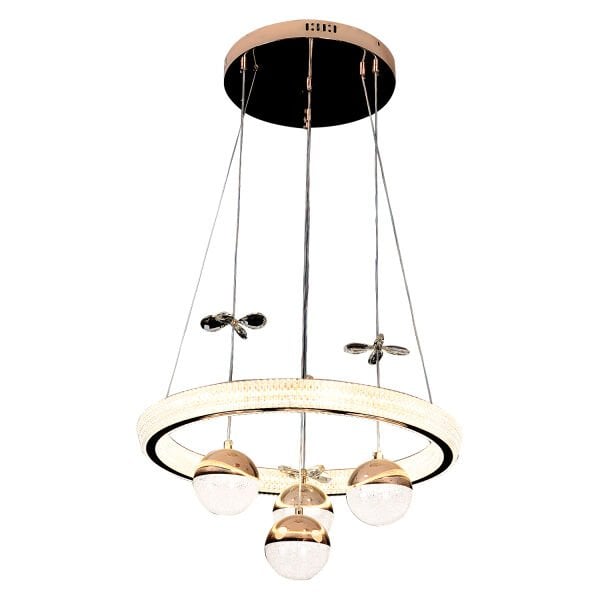 Alaine Gold Kaplama 3 Renkli 66 Watt Ledli Modern Tasarım Oturma Odası,Genç Odası,Yatak Odası,Salon Sarkıt Led Avize