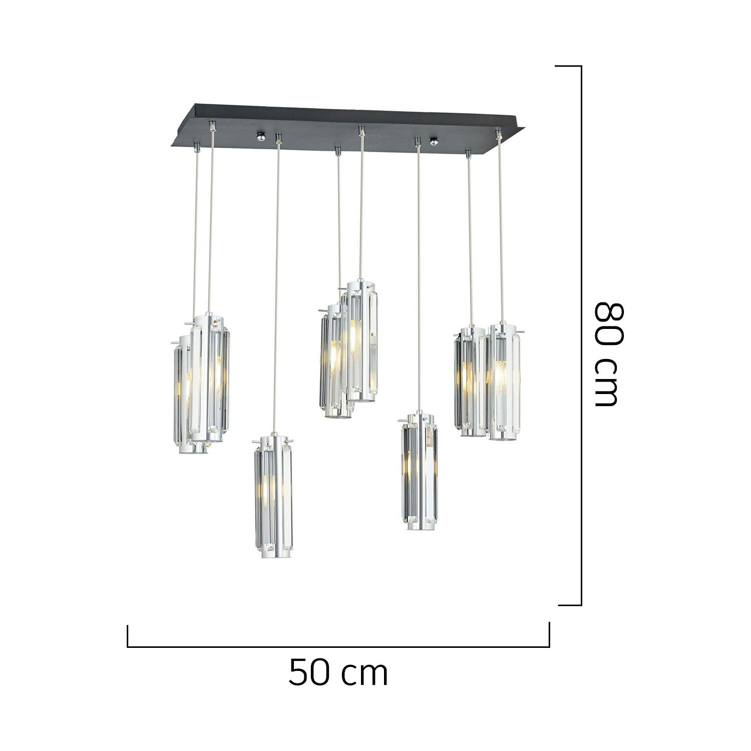 NATALİ 8Lİ SIRALI KROM SARKIT SALON- YEMEK MASASI AVİZE