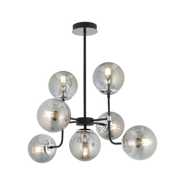 Ece 7'li Siyah Krom Modern Plafonyer Genç Odası Yatak Odası Salon Avize