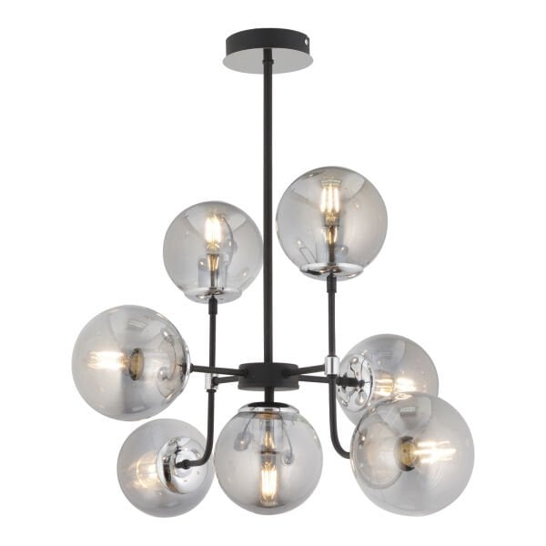 Ece 7'li Siyah Krom Modern Plafonyer Genç Odası Yatak Odası Salon Avize